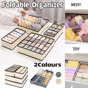 Drawer Organizer Set Foldable Storage Box Divider for Bra Underwear Closet 4pcs
