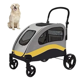 Large Dog Stroller Foldable Pet Pushchair with Doors