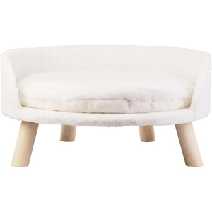 Pet Sofa Bed with Plush Cushion & Wooden Legs