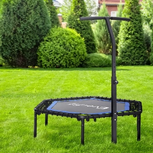 48inch Hexagon Fitness Trampoline Rebounder Adjustable Handrail