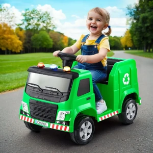 Rigo Kids Ride On Car Garbage Truck Police Light 12V Electric Toys Cars