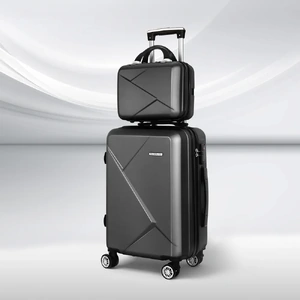 Wanderlite 2pc Luggage 12" 20" Trolley Travel Suitcase Storage Carry On TSA Lock