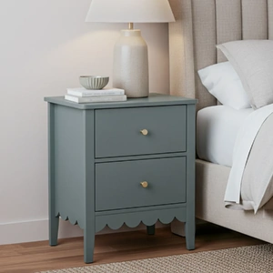 Bedside Table 2 Drawers Bedroom Storage Nightstand