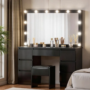 Dressing Table Vanity Desk Set Stool 12 Led Bulbs