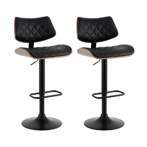 2x Bar Stools Kitchen Dining Chairs Gas Lift Stool Wooden Leather