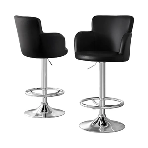 2x Leather Bar Stools Swivel Adjustable Gas Lift PU Counter Chairs