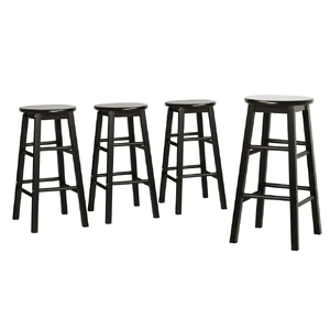 4x Bar Stools Round Chairs Wooden