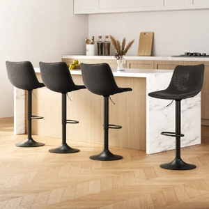 4x Bar Stools Vintage Leather Swivel Gas Lift