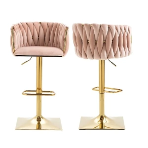 SERENITà Modern Velvet Breakfast Bar Stools Swivel Barstools Adjustable Counter Stools with Backrest