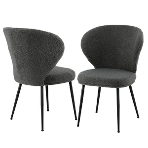 2x Dining Chairs Sherpa Boucle Wing