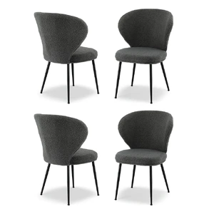 4x Dining Chairs Sherpa Boucle Wing