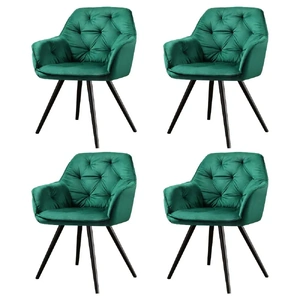Dining Chairs Set of 4 Velvet Diamond Tufted Armchair