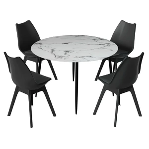 1 Dining Table and 4 Chairs Set Marble