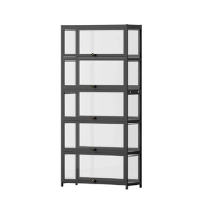5-Tier Display Cabinet Storage Bookshelf Clear Shelf