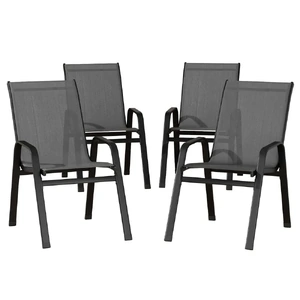 4PC Outdoor Dining Chairs Stackable Lounge Chair Patio Furniture