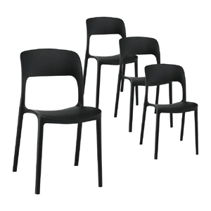 4PC Outdoor Dining Chairs Stackable PP Patio Chair Garden Furniture