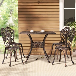 Outdoor Dining Set 5 Piece Chairs Table Cast Aluminum Patio