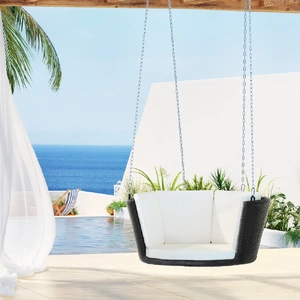 Rattan Porch Swing Chair With Chain Cushion Outdoor Furniture