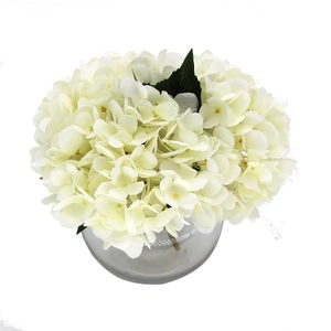 Premium Faux Hydrangea with Glass Vase