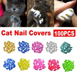 100PCS Anti Scratch Paw Covers for Cats and Kittens Nail Protector Soft Paw