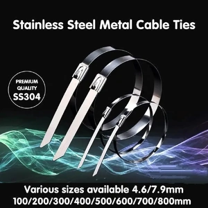 100x Stainless Steel Cable Ties SS304 Marine Grade Zip Strap Locking Wrap 100-800mm