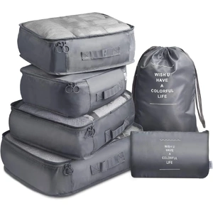 6 Piece Waterproof Compression Packing Cubes Large Travel Luggage Organizer Storage