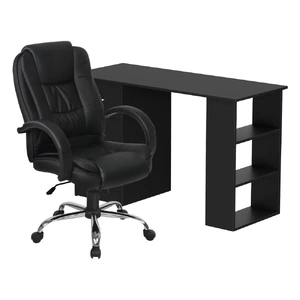 Computer Desk 120cm Executive Office Chair Set PU Leather High