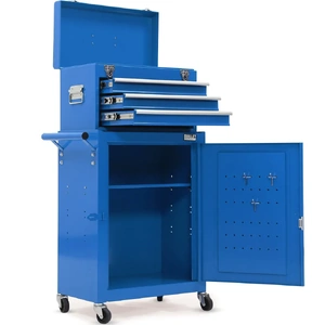 Bullet Pro 3 Drawer Tool Box Cabinet Trolley Storage, with 1-Door Toolbox Garage Organiser Set