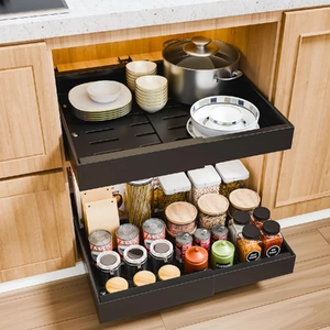 CARLA HOME Pack Pull Out Cabinet Organizer Expandable for Cabinets with Adjustable Slide Out Shelves and Easy Installation
