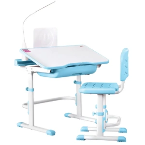 Kids Table and Chair Set Adjustable Study Desk w/ LED Lamp Reading