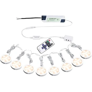 Linkable Under Cabinet LED Lighting 12V Dimmable Puck Lights Hardwired with Wireless RF Remote Control for Kitchen Mood Lighting