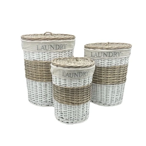 Set 3 Hampton Willow Round Laundry Hamper