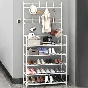 Shoe Rack Storage Cabinet Coat Hat Stand Metal Shelves