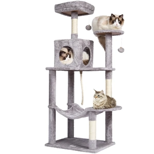 VEVOR Cat Tree 143 cm Cat Tower with Cat Condo Sisal Scratching Post