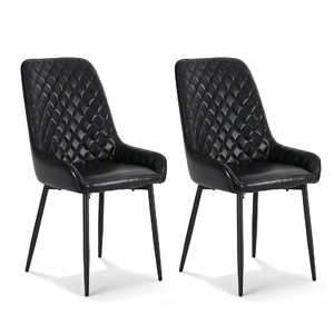 2x Dining Chairs Retro PU Leather Kitchen Lounge Cafe Accent Chair