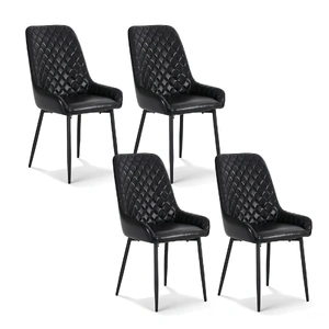 4x Dining Chairs Retro PU Leather Kitchen Lounge Cafe Accent Chair