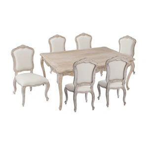 Oak Wood White Washed Finish Dining Set
