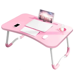 Laptop Stand Table Foldable Desk Computer Study Bed Adjustable Cup Slot Tray