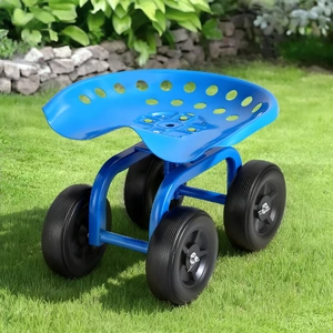 Garden Seat 360 Swivel Rolling Adjustable Height Work Scooter Cart Wheels Heavy Duty 150kg