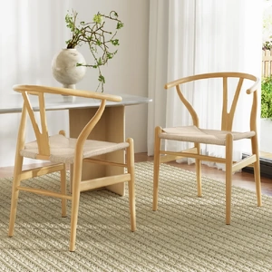 Dining Chairs Wooden Rattan Seat Wishbone Back