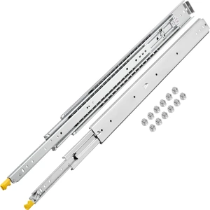 VEVOR Drawer Slides with Lock, 1 Pair , Heavy-Duty Industrial Steel up to 500 lbs Capacity, 3-Fold Full Extension, Ball Bearing Lock-in & Lock