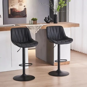 SERENITà Modern Height Adjustable Swivel Bar Stools Upholstered Leather Barstool Kitchen Island Chairs with Metal Frame