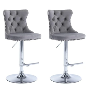 SERENITà Velvet Bar Stools Adjustable Swivel Counter Height Chairs with Tufted Back and Nailhead Trim for Kitchen Island Pub Restaurant ( , Ch