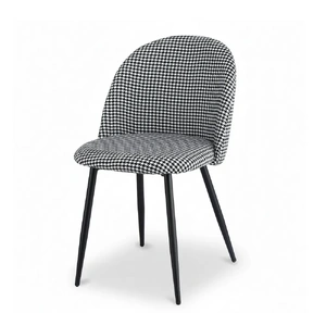 Dining Chairs Linen Solid Curved Houndstooth
