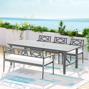 Outdoor Dining Set Wooden Table Chairs Setting