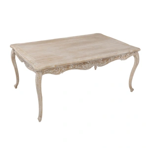 Dining Table Wood Plywood Veneer White Washed Finish in