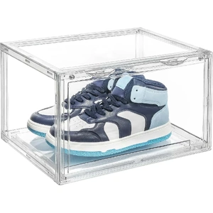 Acrylic Shoe Box Storage Side Door Open Stackable Boxes Clear Display Case