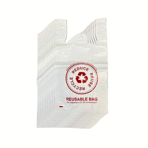 100x Reusable Plastic Singlet Shopping Bags - 80% Recycled 38UM Compliant