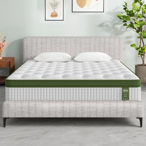 BedStory Bed Frame with Mattress Set Platform Base Pocket Coil Linen Upholstered