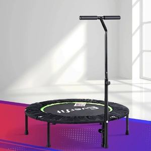 Fitness Foldable Trampoline Jumping Rebounder Home Gym Handrail